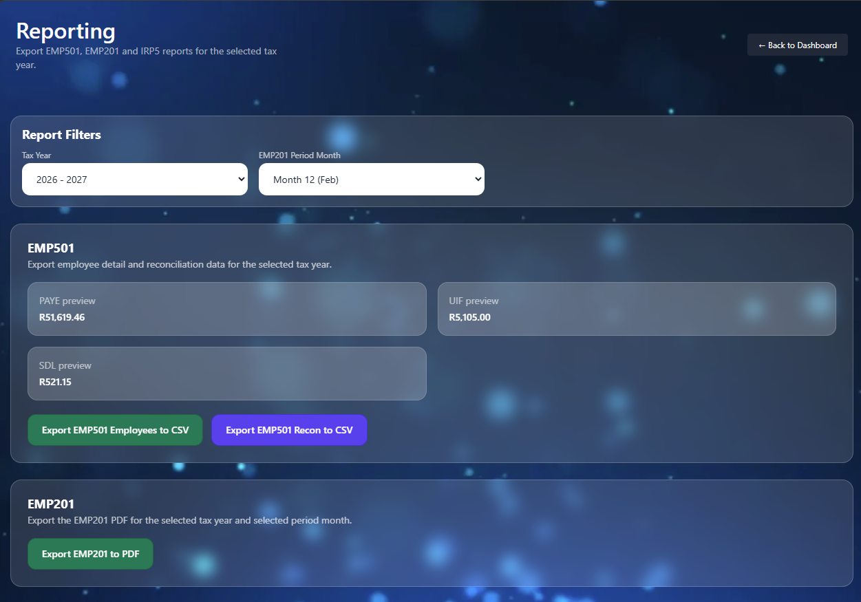 Reports and analytics module screenshot